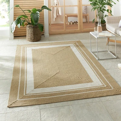 Afbeelding van Jute Buitenkleed Braids 160x230cm Beige Bohemian Vloerkleed 123vloerkleed.nl is de online webshop voor vloerkleden en woonaccessoires.