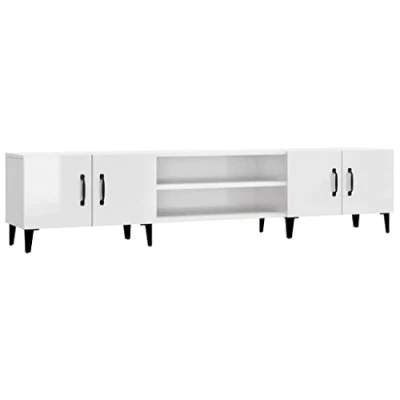 Image de vidaXL Meuble TV blanc brillant 180x31,5x40 cm bois d&#039;ingénierie816258