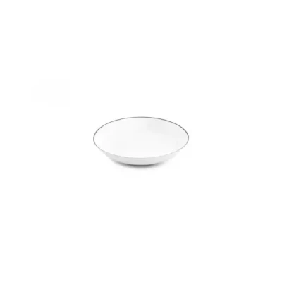Afbeelding van BonBistro Diep bord 21xH4cm coupe black rim Basic White (Set van 6)