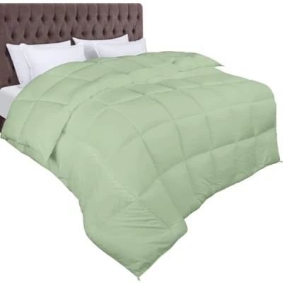 Afbeelding van Utopia Bedding dekbed 220 x 240 cm, met hoeklipjes, zachte vulling van siliconenvezel, alternatief dons, vierkant gestikt (saliegroen)
