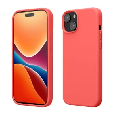 Afbeelding van kwmobile Case voor iPhone 15 Slank TPU Hoesje met Zachte Afwerking In neon koraal