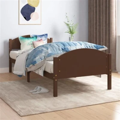 Afbeelding van vidaXL Bedframe massief grenenhout donkerbruin 100x200 cm