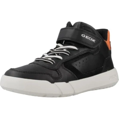 Afbeelding van Geox Hyroo BOY Sneakers hoog voor kinderen, Maat: 28, Black/orange Hoogwaardig imitatieleer