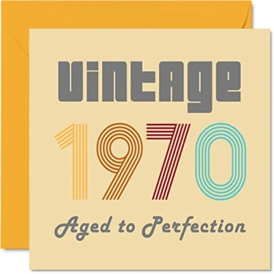 Afbeelding van Verjaardagskaarten 54 jaar voor mannen en vrouwen Vintage 1970 Aged To Perfection Grappige verjaardagskaart hem haar, 145 mm x beste vriendin, mama, papa, opa,