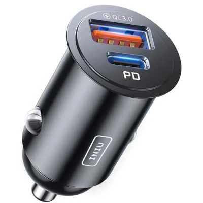 Image de INIU Allume Cigare USB C, 2 Ports 60W Charge Rapide Chargeur Voiture with C et A, Prise 12V pour iPhone 16 15 14 13 12 Pro Max Mini Plus Samsung S24 Huawei iPad AirPods Switch etc.