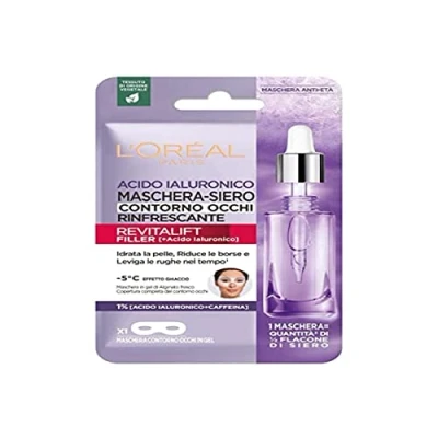 Afbeelding van L&#039;Oréal Paris Revitalift Filler oogcontourmasker, met anti aging en verkoelende werking, hydrateert maakt rimpels glad, hyaluronzuur pure cafeïne