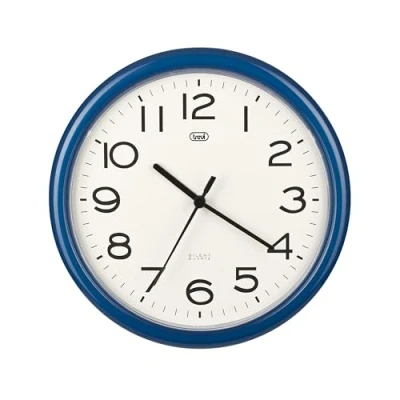 Afbeelding van Trevi OM3301 Ronde kwarts wandklok met sweepbeweging blauw diameter 25,5 cm