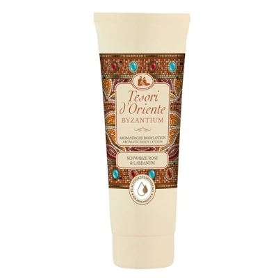 Afbeelding van TESORI D&#039;ORIENTE Body Lotion BYZANTIUM 250 ml, aromatische bodylotion met zwarte roos en labdanum, wellnessritueel voor lichaam zintuigen