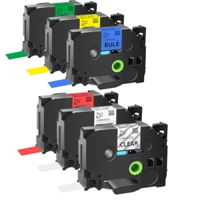 Afbeelding van Woungzha Labeltape geschikt voor gebruik in plaats van Brother P Touch TZe 6 mm 211 131 431 511 611 711 Tape cassette Ptouch markers H105 PT H110 H200 1000 (18 mm)