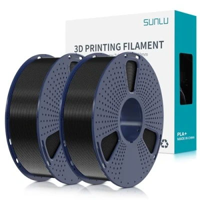 Afbeelding van SUNLU PLA Plus 3D filament 1,75 mm voor printers en pennen, 2 kg PLA+ filamenttolerantie +/ 0,02 mm, zwart +