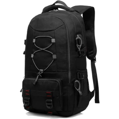 Image de Besttravel Sac à Dos Voyage, 45L Randonnée Imperméable Grande Capacité Ordinateur Portable 17.3 Pouces Trekking Homme Femme pour Le Sports en Plein Air Camping Noir