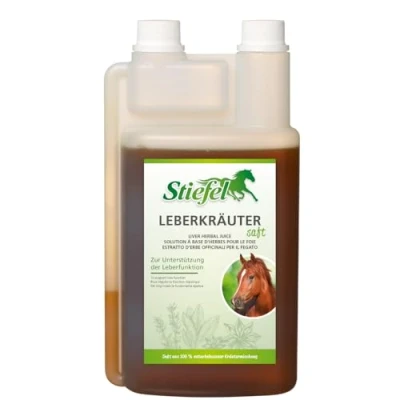 Afbeelding van Stiefel Leverkruidensap voor paarden, 100% natuurlijk kruidenmengsel, optimalisatie van de leverfunctie, met tannines en ontgifting, vloeistof doseerfles, 1 liter
