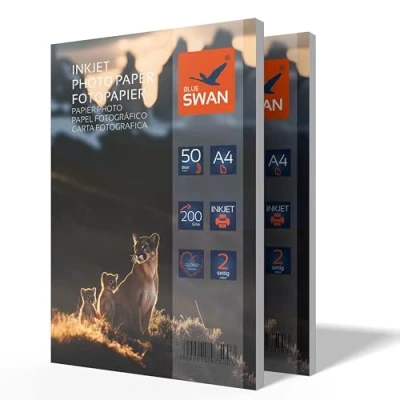 Afbeelding van BLUE SWAN A4 Inkjet Fotopapier, 200 g/m², dubbelzijdig glanzend, sneldrogend en krasbestendig, 100 vellen, hoge resolutie, levendige kleuren voor foto&#039;s, flyers presentaties