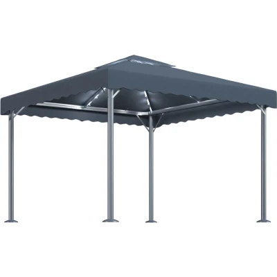 Afbeelding van VidaXL Prieel met LED lichtslinger 300x300 cm aluminium antracietkleur