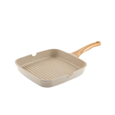 Afbeelding van FLORINA Grillpan van aluminium (28 cm), keramische antiaanbaklaag de OSLO braadpan, ergonomische zachte handgreep, pan geschikt voor inductie, gas en elektrische platen