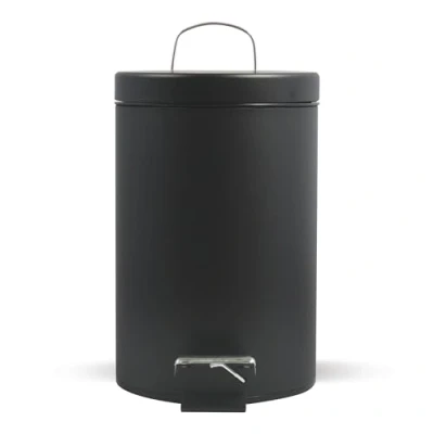 Image de MSV Compartiment à pédale en acier inoxydable, noir, 3 litres