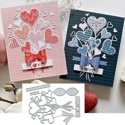 Afbeelding van Metalen stanssjablonen voor Valentijnsdag, hart, bloem, blad, vlinderdas, knutselen, uitnodigingskaarten, plakboek, album, reliëf, kaarten maken