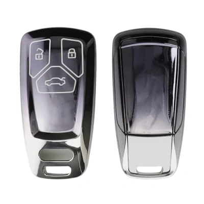 Afbeelding van kwmobile autosleutel hoesje geschikt voor Audi 3 knops Smartkey (alleen Keyless Go) hoes TPU behuizing Beschermende auto sleutel case Sleuteletui in donkergrijs / zilver