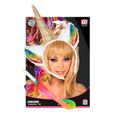 Afbeelding van Widmann eenhoorn, haarband en staart, mythische wezens, themafeest, carnaval