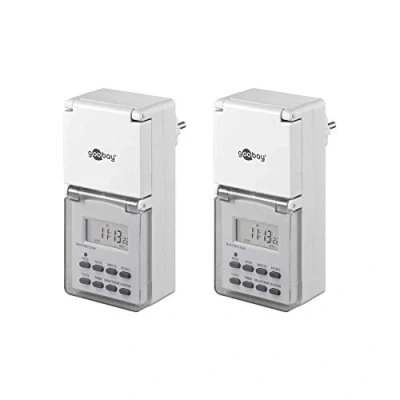 Afbeelding van Goobay tijdschakelklok set van 2 stuks digitaal (10 programma&#039;s per week) voor buiten (IP44) / wit