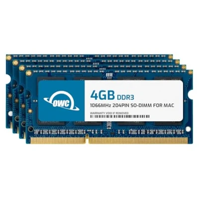 Afbeelding van OWC 16,0 GB (4 x 4 GB) PC8500 DDR3 1066 MHz 204 pins geheugenupgrade kit voor Apple iMac modellen 21,5 inch en 27 inch, (OWC8566DDR3S16S)