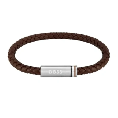 Afbeelding van BOSS ARES Single Armband brown/silvercoloured, Heren, Maat: One Size, Brown/silver coloured