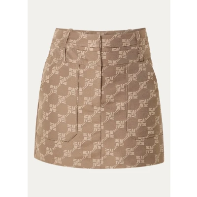 Afbeelding van JOSH V dames Hava minirok met logoprint en steekzakken in de kleur Khaki, maat: L