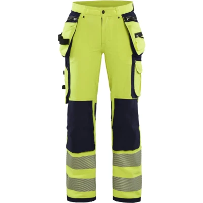 Afbeelding van Blaklader Dames High Vis 4 weg stretch werkbroek 7197 1642 Geel/Marineblauw D20