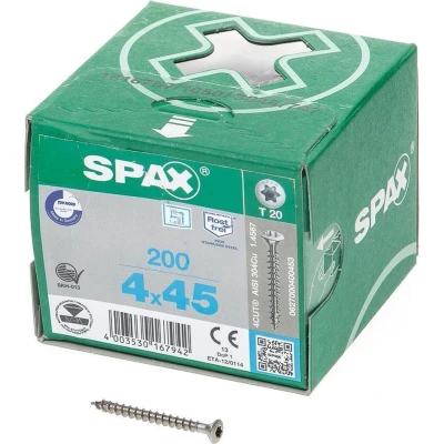 Afbeelding van Spax Spaanplaatschroef lenskop RVS T Star T20 4.0x45mm (per 200 stuks)