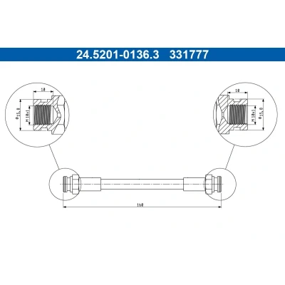 Afbeelding van Remslang ATE 24.5201 0136.3, voor o.a. VAG, SEAT