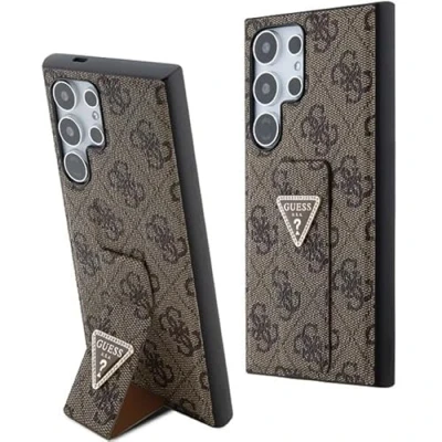 Afbeelding van Guess Backcover Geschikt voor Galaxy S24 Ultra Grip Stand 4G Triangle Strass Bruin