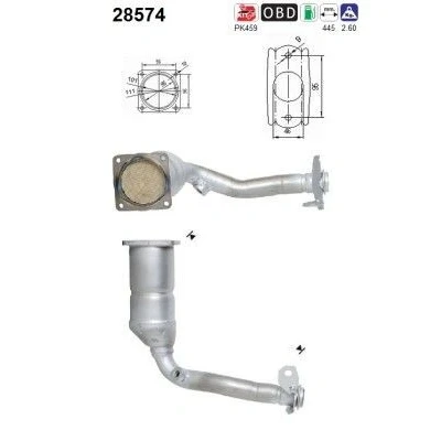 Afbeelding van AS 28574 Katalysator 445mm PEUGEOT: 206 Hatchback