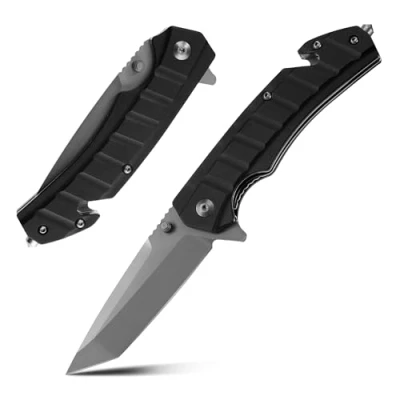 Afbeelding van Swiss+Tech Multifunctioneel zakmes met Tanto lemmet, clip, glasbreker, touwsnijder, vouwmes, perfect voor jacht, survival kamperen, wandelen, noodgevallen en thuisgebruik