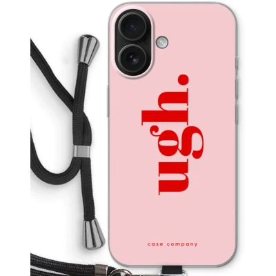 Afbeelding van Case Company® hoesje met Koord geschikt voor iPhone 16 Ugh Telefoonhoesje Zwart Bescherming aan alle Kanten en Over de Schermrand
