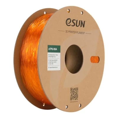 Afbeelding van eSUN TPU 95A filament 1,75 mm, flexibel, 3D printer, TPU, nauwkeurigheid +/ 0,05 spoel van 1 kg, printerfilament voor printers, transparant oranje