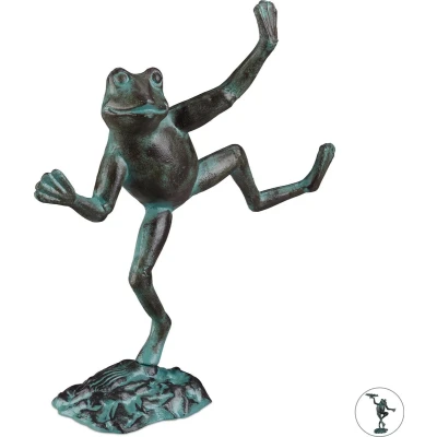 Afbeelding van Relaxdays tuinbeeld kikker tuindecoratie decoratie tuin groen figuur L