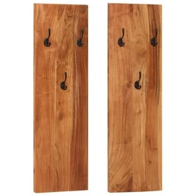 Afbeelding van Wandkapstokken 2 st 36x3x110 cm massief acaciahout