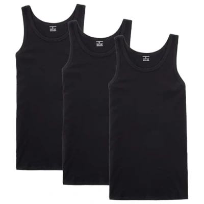 Afbeelding van NUOZA 5 stuks herenvesten van 100% katoen, verschillende kleuren en maten, 3 x zwart.