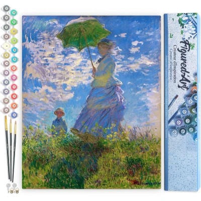 Afbeelding van Figured&#039;Art Schilderen op Nummer Volwassenen canvas De Wandeling Monet Handwerk acrylverf Kit DIY Compleet 40x50cm zonder frame