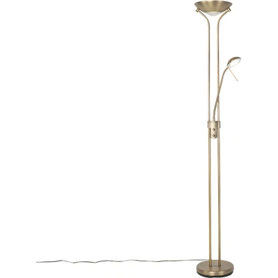 Afbeelding van QAZQA Moderne vloerlamp brons met leeslamp incl. LED dim to warm