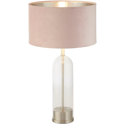 Afbeelding van Searchlight Oxford Tafellamp Ø 38 X 51 Cm Satijn Nikkel, Zilver En Roze