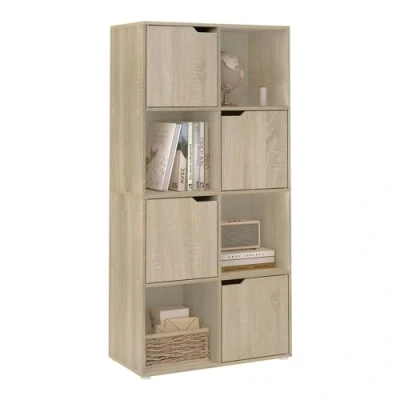 Afbeelding van WOLTU SK039hei Boekenrek met 8 vakken, kubusrek, staande plank, 4 deuren, opbergrek, voor woonkamer,