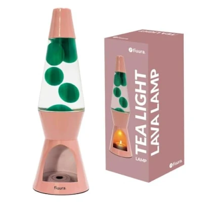 Afbeelding van Waxinelicht Lavalamp Roze Met Groene Lava