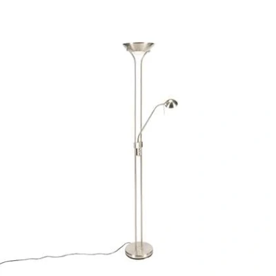 Afbeelding van QAZQA Vloerlamp staal met leeslamp incl. LED dimbaar in Kelvin Diva