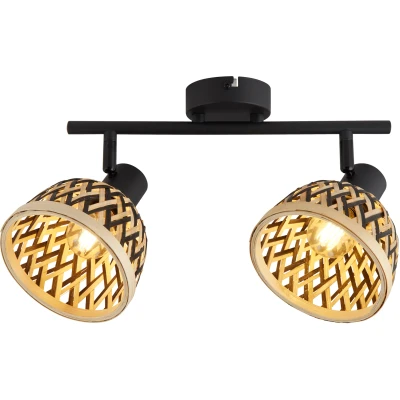 Afbeelding van Searchlight Lance Spot Plafondlamp 2 lichts Bamboe