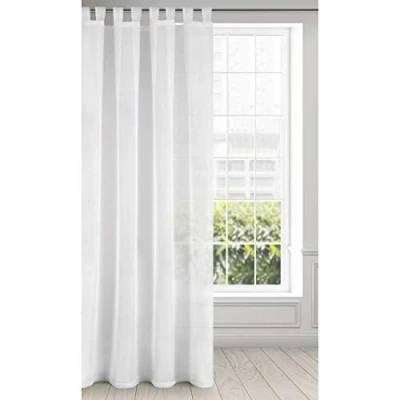 Afbeelding van Eurofirany Lucy Gordijn met ogen, glad, transparant, voile, slaapkamer, woonkamer, elegant, polyester, 140 x 250 cm, wit