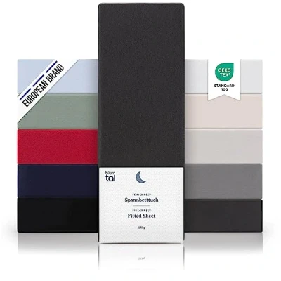 Afbeelding van Blumtal Hoeslaken Fitted Sheet Jersey Katoen 140 x 200 30 cm Antraciet