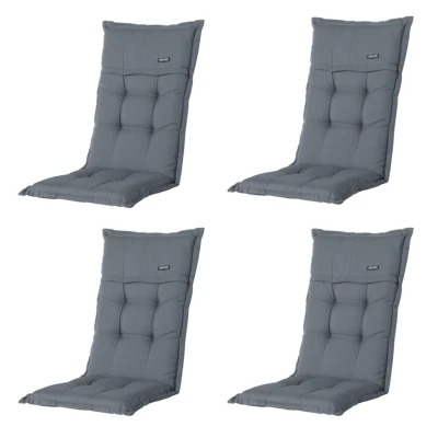 Afbeelding van Madison Tuinkussens Hoge Rug Rib Grey 123x50 Grijs 4 Stuks