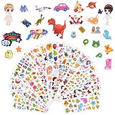 Afbeelding van Vicloon 3D stickers voor kinderen, 700 + verpakking, reliëf, 38 vellen, van soorten, om te belonen, scrapbooking, inclusief dieren, dinosaurussen, nummers enz