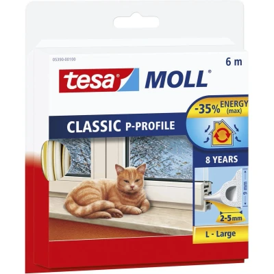 Afbeelding van Tochtstrip Tesa 6 meter (P profiel, Zelfklevend, Wit)